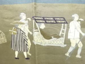 アンティーク　時代人物模様男物長襦袢